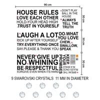 Wand-Tattoo Crystal House Rules Quotes mit Swarovski-Kristallen