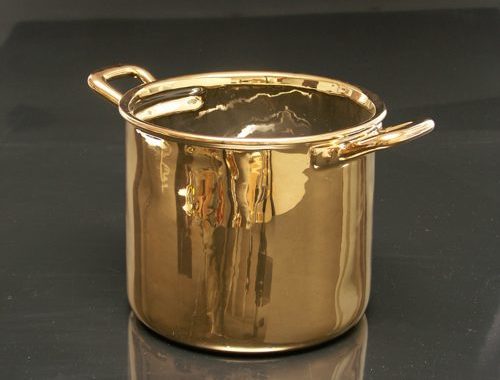 Pfanne Porzellan gold - Höhe 16 cm