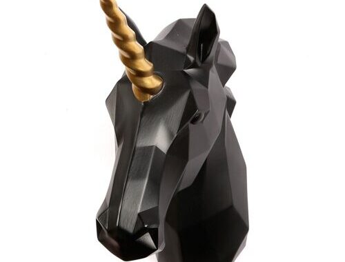 Wand-Deko Unicorn Gold Horn