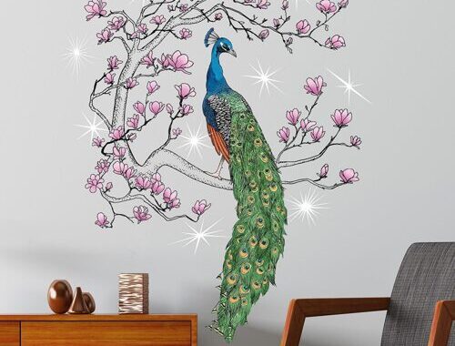 Walplus Wand-Tattoo Crystel Peacock mit Swarovski Kristallen